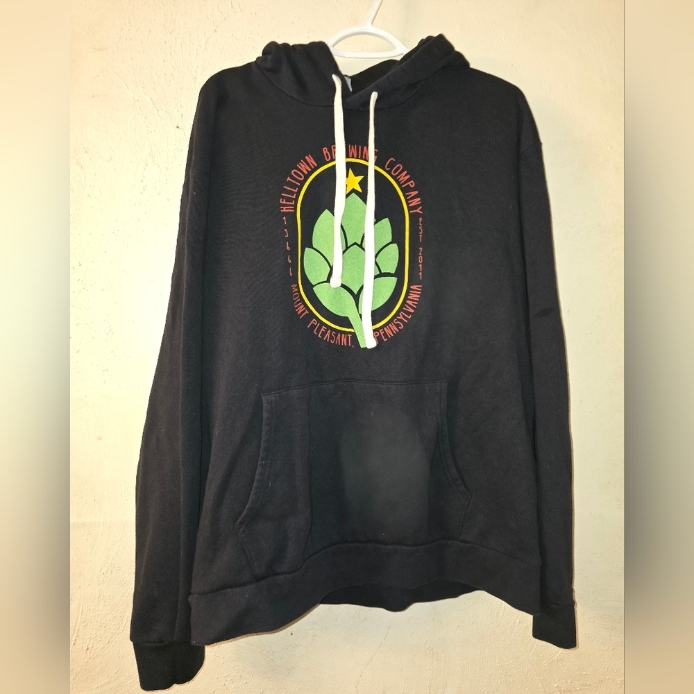 Next Level Apparel Black Hoodie with Green and Yellow Logo